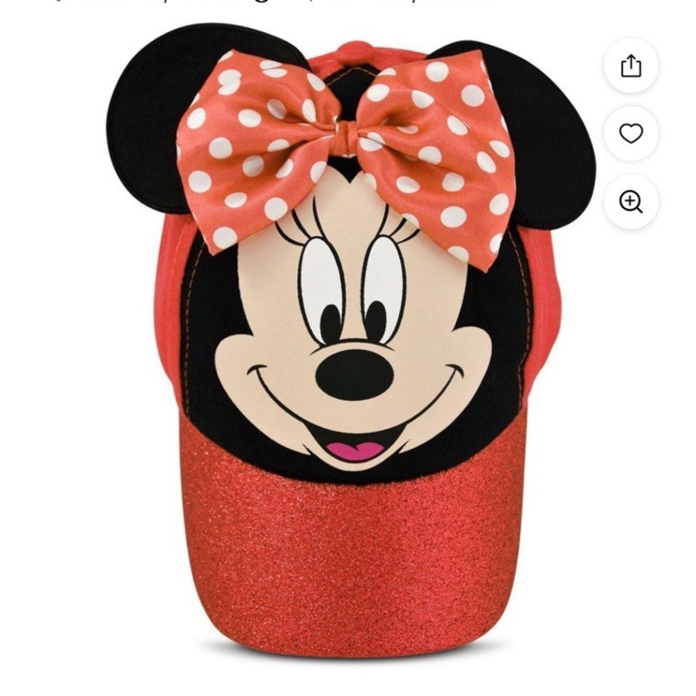 NWT Disney Minnie Mouse Adjustable Girl Hat Ears And Bow Cap - Picture 2 of 8